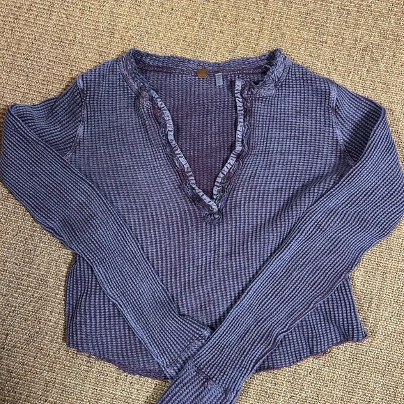 Free People Purple Waffle Knit Top - Picture 2 of 8